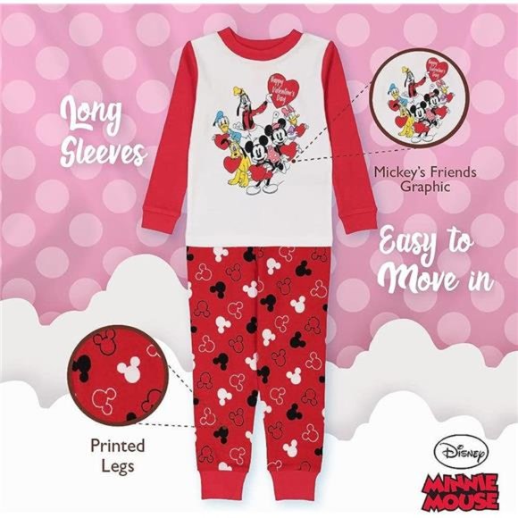 NEW With Tags Disney 100% Cotton Pajama Set Mickey Minnie Mouse 2-Piece - Picture 5 of 6